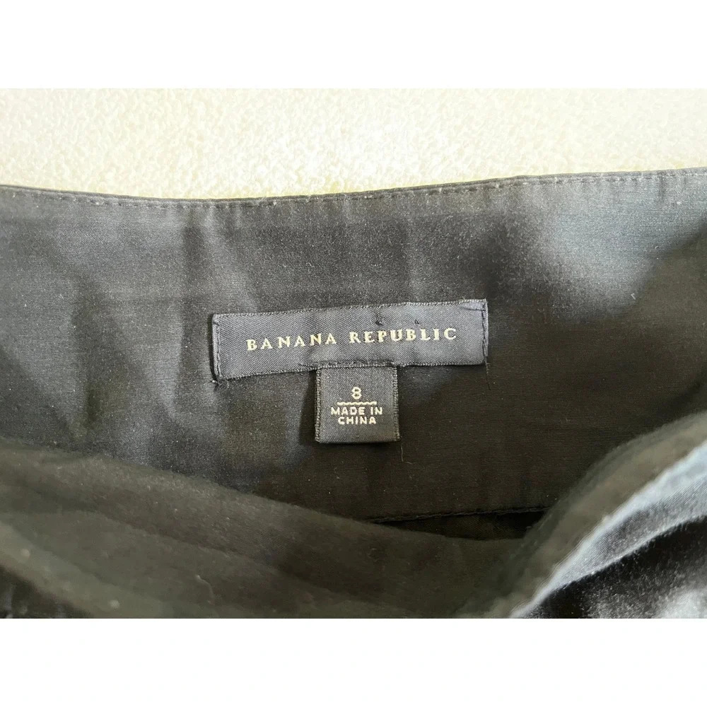 Banana Republic Cotton Silk Blend Black Skirt A-Line Pleated Women's 8 - Picture 2 of 7